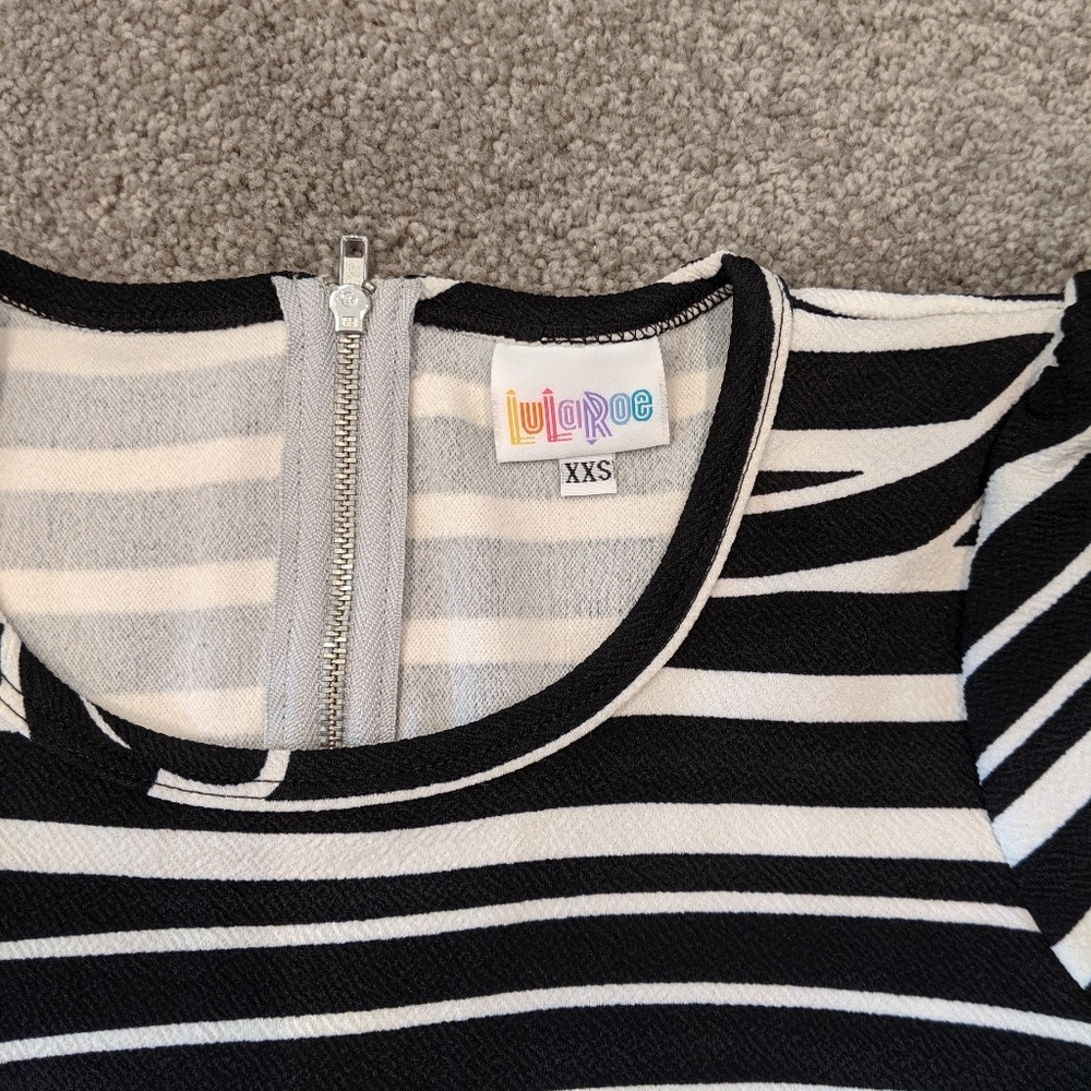 LuLaRoe Black and White Striped Midi Dress - Picture 2 of 3